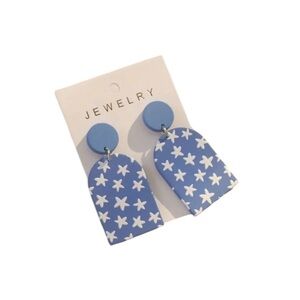 Blue and White Star Dangle Earrings